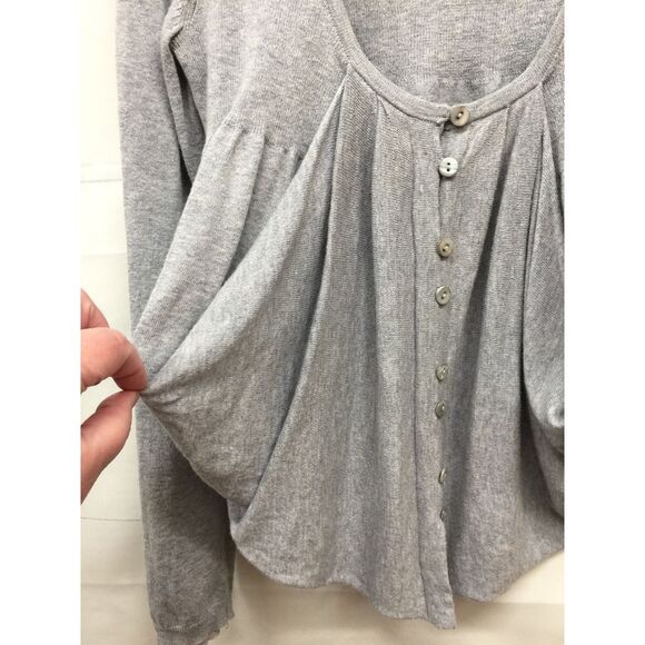 Anthropologie Knitted & Knotted Gray Hi Lo Tucked Away Cardigan Sweater M - Picture 3 of 10